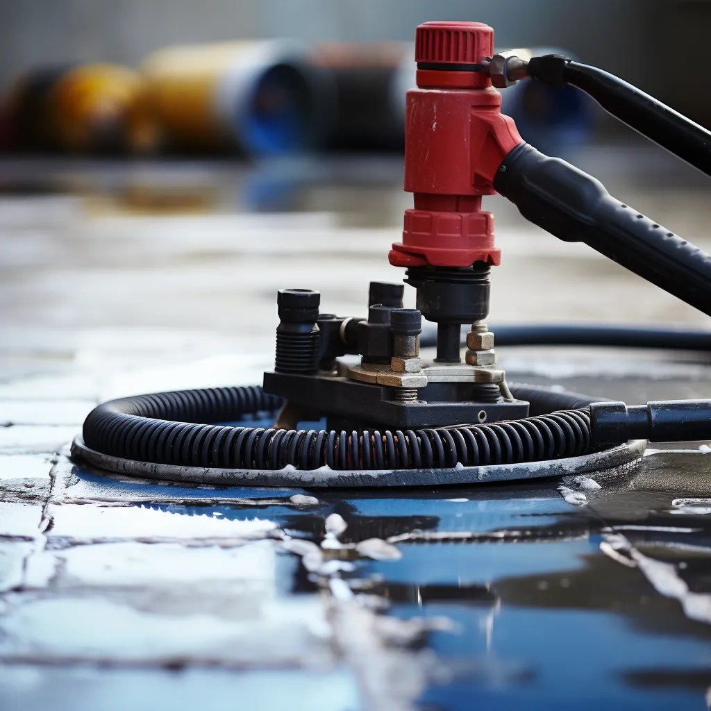 A close-up of a specialized tool or equipment used for waterproofing and sealing, photo